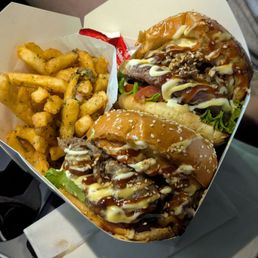 Mountain Burgers with  Garlic Fries