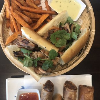 Pho Box - Chicken banh mi with yam fries and egg rolls - Vietnamese Near Me - Renton, Washington Pho Box - Chicken banh mi with yam fries and egg rolls - Vietnamese Near Me - Renton, Washington