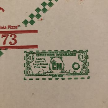 Crown Market - Each pizza box comes with a dollar off coupon. - Delis Near Me - Springfield, Ohio Crown Market - Each pizza box comes with a dollar off coupon. - Delis Near Me - Springfield, Ohio