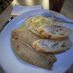 Lightly crusted Grouper with Angel Hair pasta  Grouper da Vince