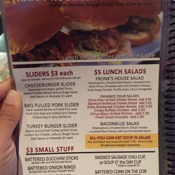 Fronk's - Happy hour menu - Burgers Near Me - Bellflower, California
