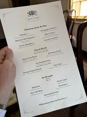 Menu photo 2 King's Arms Tavern Williamsburg, VA Menu photo 2 King's Arms Tavern Williamsburg, VA