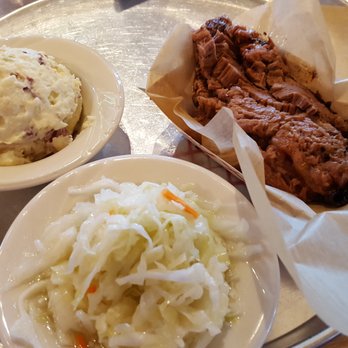 City Barbeque - Beef brisket with potato salad and vinegar coleslaw - Barbeque Near Me - Durham, North Carolina City Barbeque - Beef brisket with potato salad and vinegar coleslaw - Barbeque Near Me - Durham, North Carolina