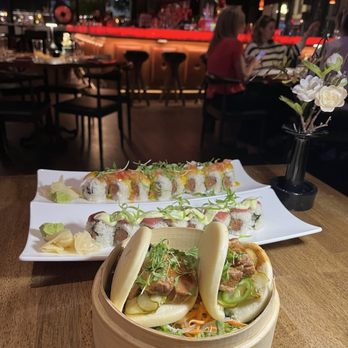AKA - Bluefin Tuna Wasabi Roll, Pork Belly Bao Buns, Mango Yellowtail Roll |IG: @socalsnomnoms - Asian Fusion Near Me - San Diego, California
