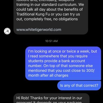 Authentic White Tiger Kung Fu - Dodging the question right off the bat about specifics to pricing - Martial Arts Near Me - San Diego, California Authentic White Tiger Kung Fu - Dodging the question right off the bat about specifics to pricing - Martial Arts Near Me - San Diego, California