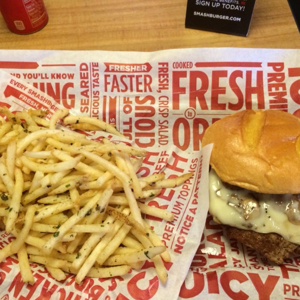 Smashburger - Truffle Mushroom Swiss Burger and Smash fries! - Burgers Near Me - Natick, Massachusetts Smashburger - Truffle Mushroom Swiss Burger and Smash fries! - Burgers Near Me - Natick, Massachusetts