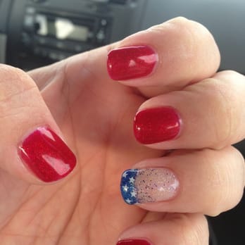 Nail Care - These were my 4th of July nails. Tia perfected the star design on the accent nail and didn't stop until it was perfect. :) - Nail Salons Near Me - Plano, Texas Nail Care - These were my 4th of July nails. Tia perfected the star design on the accent nail and didn't stop until it was perfect. :) - Nail Salons Near Me - Plano, Texas