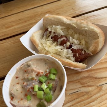 The Cookhouse - Reindeer sausage and smoked salmon chowder - American Near Me - Hoonah, Alaska The Cookhouse - Reindeer sausage and smoked salmon chowder - American Near Me - Hoonah, Alaska