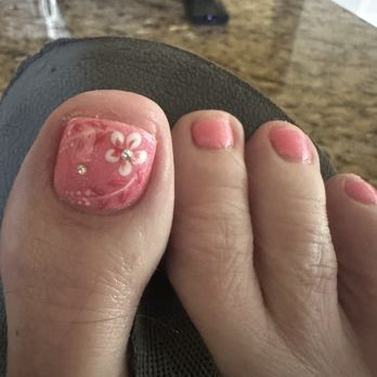 Luxury Nails - Cherry blossom accent toe! - Nail Salons Near Me - Burleson, Texas