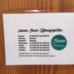 Beers - Die aktuellen Öffnungszeiten (Stand: 15.03.2018)