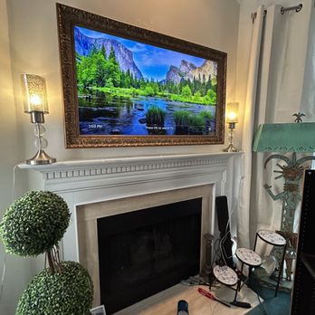 Assembly and Delivery Masters - 65" Frame Tv over the fireplace. - Furniture Assembly Near Me Assembly and Delivery Masters - 65" Frame Tv over the fireplace. - Furniture Assembly Near Me