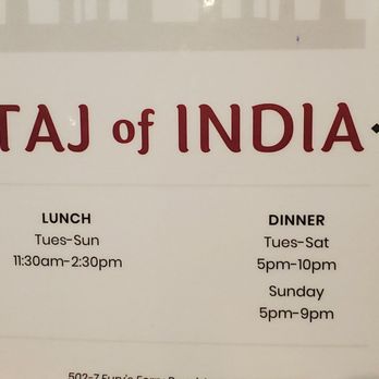 Taj of India - Name & time - Indian Near Me - Augusta, Georgia Taj of India - Name & time - Indian Near Me - Augusta, Georgia