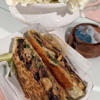 Burrito Works Taco Shop - Shrimp UFO with black beans.. in the works - Mexican Near Me - St. Augustine, Florida