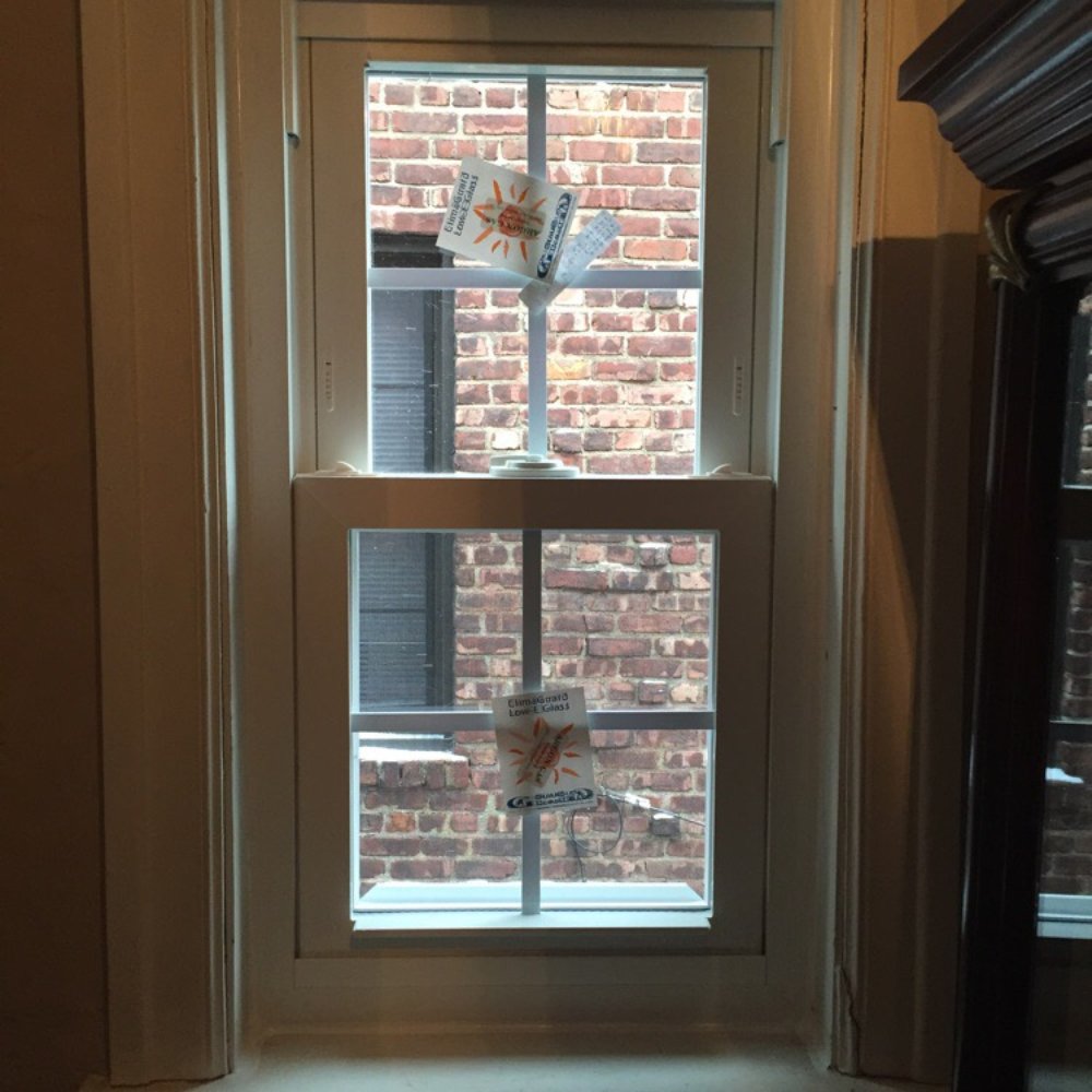 Vila Window & Glass - Double hung window installed at top of stairs. The molding work was existing so don't judge that - Windows Installation Near Me - Brooklyn, New York Vila Window & Glass - Double hung window installed at top of stairs. The molding work was existing so don't judge that - Windows Installation Near Me - Brooklyn, New York