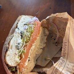 Smoked salmon. I switched out the dill cream cheese for herb cream cheese. So good! Smoked salmon. I switched out the dill cream cheese for herb cream cheese. So good!