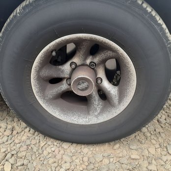 Shell Service Station - Wheels still caked in road grime. - Car Wash Near Me - Sausalito, California