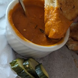 The grilled cheese was a bit dry and the soup was tomato pudding! Tasted fine, just not as expected.