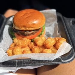 The Dawg House Burger and More - Hamburger and tater tots