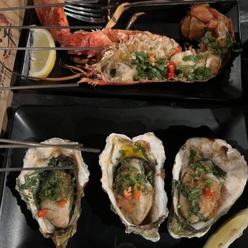 Khan Skewer Restaurant - Grilled half lobster and oysters! (avoid the chili if you can't handle spice) - Barbeque Near Me - Honolulu, Hawaii