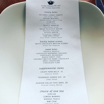 MW Restaurant - High tea menu (changes each month) - New American Near Me - Honolulu, Hawaii