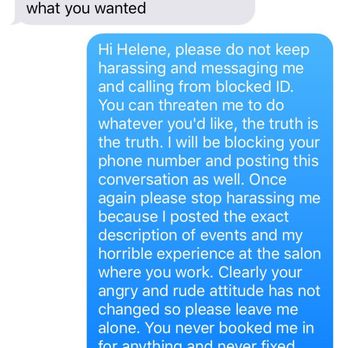 Tease Hair Lounge - Helene kept calling me blocked ID. Here is my response. - Hair Salons Near Me - Mississauga, Ontario Tease Hair Lounge - Helene kept calling me blocked ID. Here is my response. - Hair Salons Near Me - Mississauga, Ontario