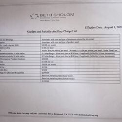 May 2022 - Ancillary Charge List