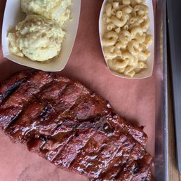 Pork steak with Mac n cheese and potatoes salad. Pork steak with Mac n cheese and potatoes salad.