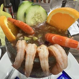 Shrimp cocktail and seafood tower.