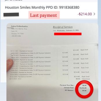 Astra Orthodontics - Being charged an extra payment when the account was already paid off - Orthodontists Near Me - Houston, Texas