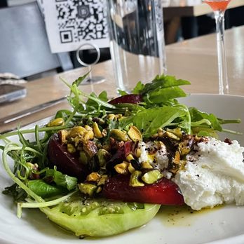 The Bindery - Plum, Zebra Tomato & Goat Cheese Salad - New American Near Me - Denver, Colorado The Bindery - Plum, Zebra Tomato & Goat Cheese Salad - New American Near Me - Denver, Colorado