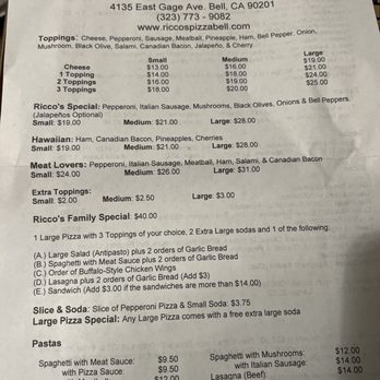 Ricco's Pizza - New Menu! - Pizza Near Me - Bell, California Ricco's Pizza - New Menu! - Pizza Near Me - Bell, California