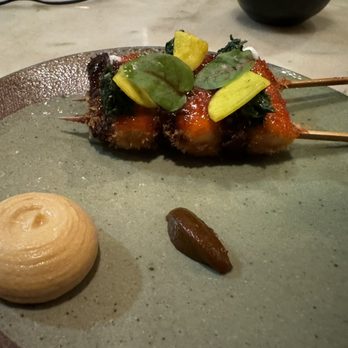 Kochi - Fried eggplant with pine nut hummus - Korean Near Me - New York, New York Kochi - Fried eggplant with pine nut hummus - Korean Near Me - New York, New York
