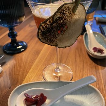 Allora - A beet and ricotta taste and my Pera Aliante cocktail - their take on a paper plane - Italian Near Me - Grand Rapids, Michigan
