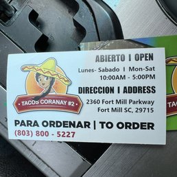 Business card with Phone number and location of the new one in Fort Mill