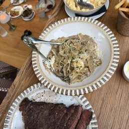 Steak Frites, Mushroom Pappardelle, Mac & Cheese Steak Frites, Mushroom Pappardelle, Mac & Cheese
