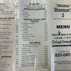 Shannon's Sub Shop II - Menu