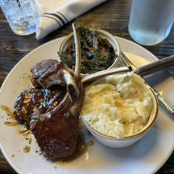 Blvd Bistro - Lamb chops, mashed potatoes and collard greens - American Near Me - New York, New York Blvd Bistro - Lamb chops, mashed potatoes and collard greens - American Near Me - New York, New York