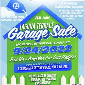 True Path Loans - Upcoming Garage Sale sponsored by True Path Loans - Mortgage Lenders Near Me - Irvine, California True Path Loans - Upcoming Garage Sale sponsored by True Path Loans - Mortgage Lenders Near Me - Irvine, California