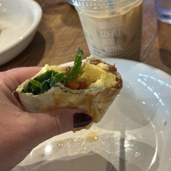 The Well Coffeehouse - The Athena breakfast burrito and John the Gardener spring drink - Coffee & Tea Near Me - Nashville, Tennessee