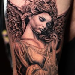 All City Tattoo Company - Black and grey angel tattoo