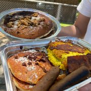 Photo of Champs Diner - Brooklyn, NY, United States. Breakfast Slam with Chocolate chip pancakes and the Cookie Dough Pancakes