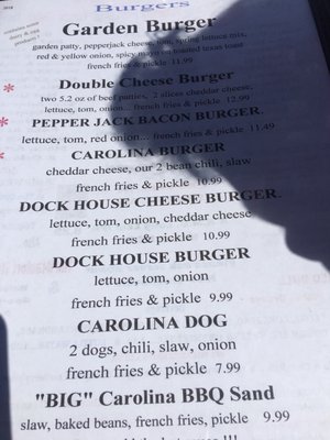Menu photo 5 Dock House Restaurant Beaufort, NC