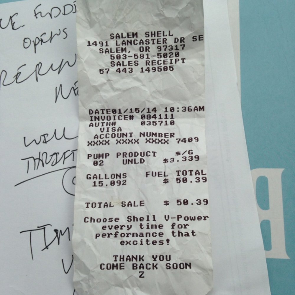 Salem Shell - Receipt - Gas Stations Near Me - Salem, Oregon