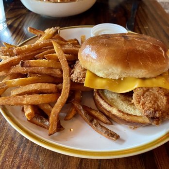 Roux On Canton - Big Chicken Sandwich with Cheese - Southern Near Me - Roswell, Georgia
