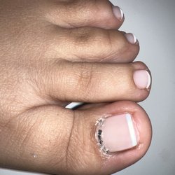 Cutie Nail & Spa - Gel French pedicure and bad placement of jewels