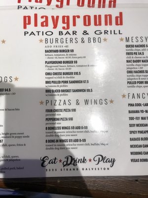 Menu photo 6 Playground Burger Bar Galveston, TX Menu photo 6 Playground Burger Bar Galveston, TX