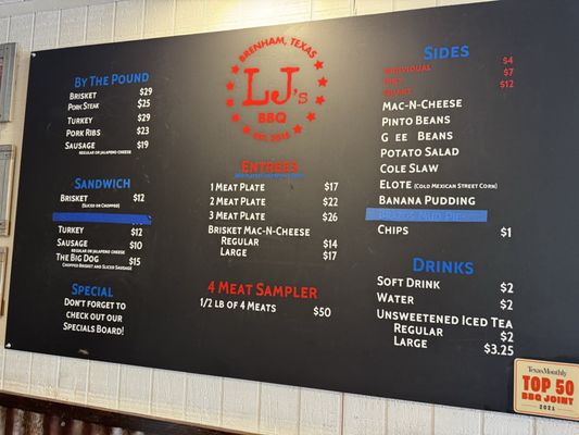 Menu photo 4 LJ's BBQ Brenham, TX