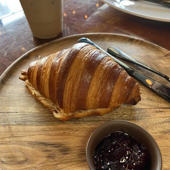 Friends Cafe - Buttered Croissant with raspberry jelly and ice coffee - Cafes Near Me - New Brunswick, New Jersey Friends Cafe - Buttered Croissant with raspberry jelly and ice coffee - Cafes Near Me - New Brunswick, New Jersey