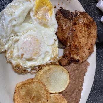 Jesma Fine Foods - Pork chop and eggs  breakfast - Mexican Near Me - San Antonio, Texas