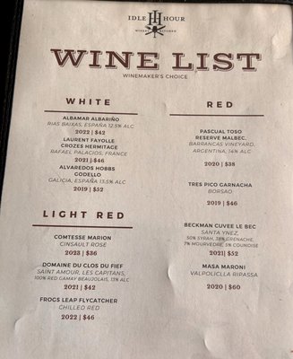 Menu photo 4 Idle Hour Winery & Kitchen Oakhurst, CA